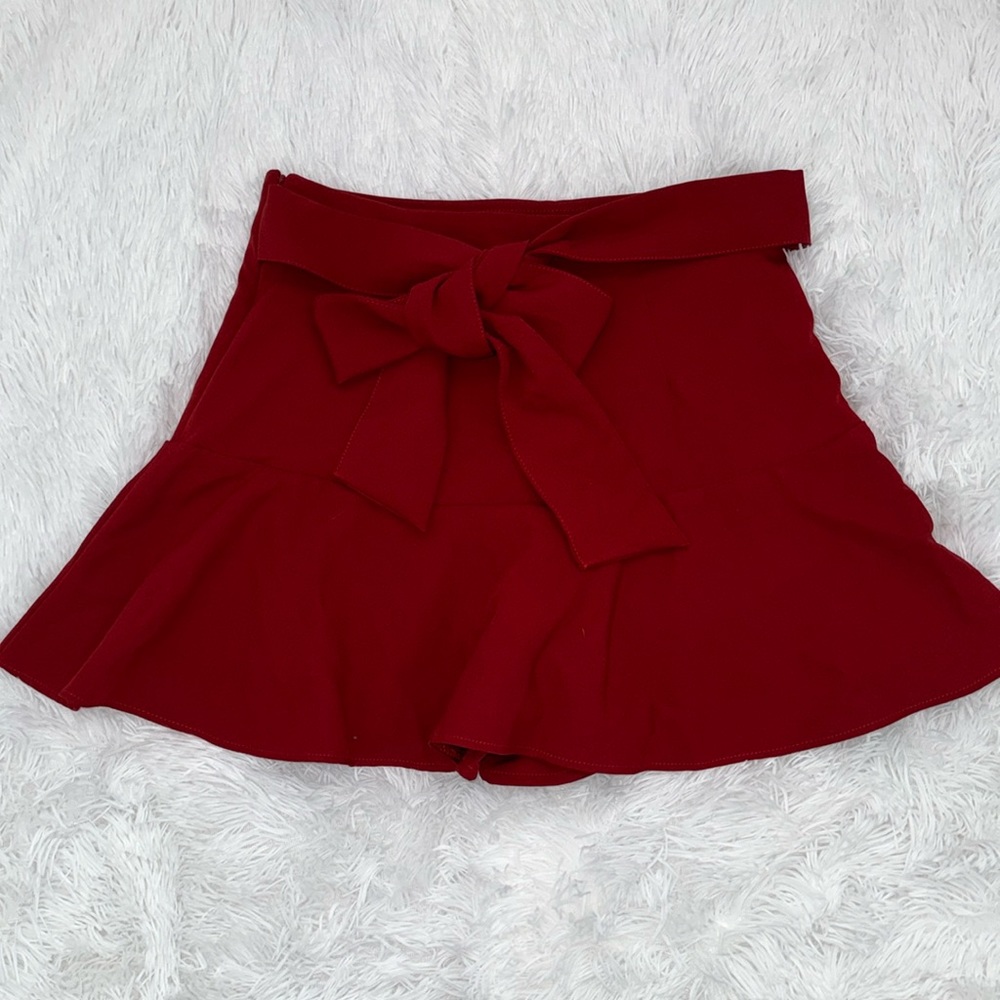 Red Zara skort with bow to tie
